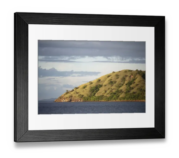 Framed Print : View of coastline and hills, Komodo N. P. Rinca Island, Lesser Sunda Islands, Indonesia, March Framed Print : View of coastline and hills, Komodo N. P. Rinca Island, Lesser Sunda Islands, Indonesia, March