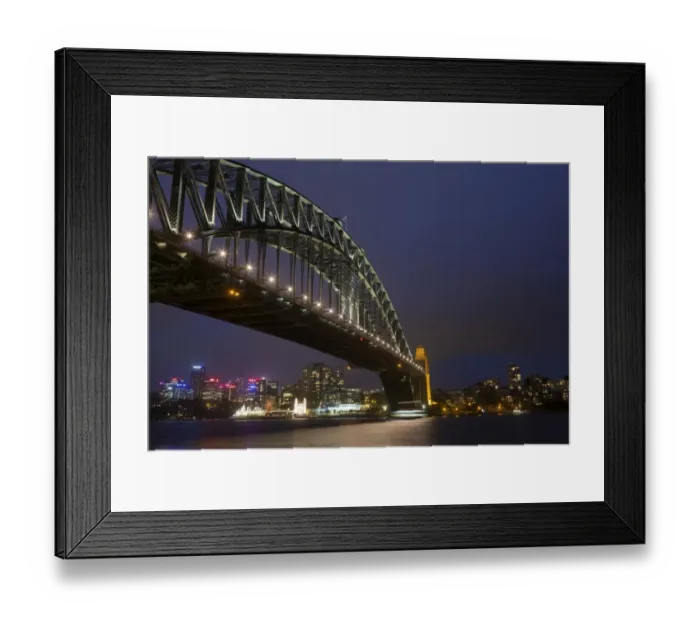 Framed Print : View of bridge and city skyline at night, Sydney Harbour Bridge, Sydney Harbour, Sydney, New South Wales, Australia Framed Print : View of bridge and city skyline at night, Sydney Harbour Bridge, Sydney Harbour, Sydney, New South Wales, Australia