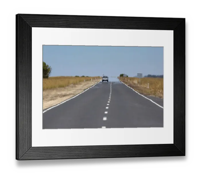 Framed Print : View of road with mirage in heat, South Australia, Australia, February Framed Print : View of road with mirage in heat, South Australia, Australia, February