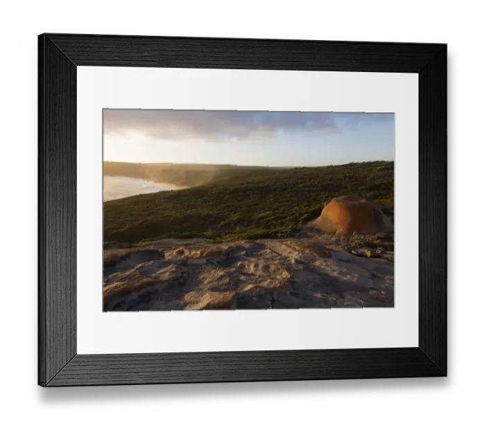 Framed Print : Eroded coastal granite outcrop at sunset, Remarkable Rocks, Flinders Chase N. P Framed Print : Eroded coastal granite outcrop at sunset, Remarkable Rocks, Flinders Chase N. P