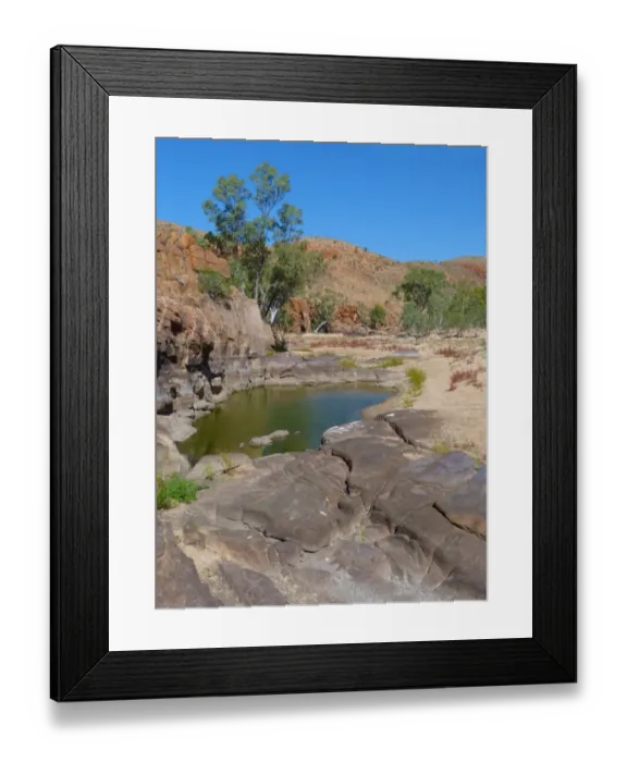 Framed Print : View of active waterhole during dry season, Ormiston Gorge, West MacDonnell N. P Framed Print : View of active waterhole during dry season, Ormiston Gorge, West MacDonnell N. P