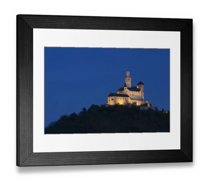 Framed Print : View of medieval castle illuminated at night, Marksburg Castle, near Braubach, Middle Rhine, Rhineland-Palatinate Framed Print : View of medieval castle illuminated at night, Marksburg Castle, near Braubach, Middle Rhine, Rhineland-Palatinate