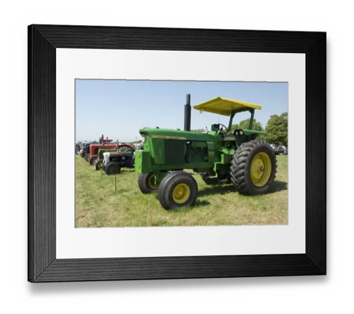 Framed Print : Vintage John Deere tractors with others at display, Honiton Show, East Devon, England, August Framed Print : Vintage John Deere tractors with others at display, Honiton Show, East Devon, England, August