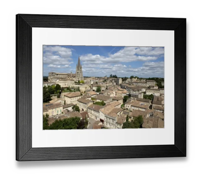 Framed Print : View from the Tour du Roi of Saint-Emilion town a World heritage site, Bordeaux Region, France, August Framed Print : View from the Tour du Roi of Saint-Emilion town a World heritage site, Bordeaux Region, France, August