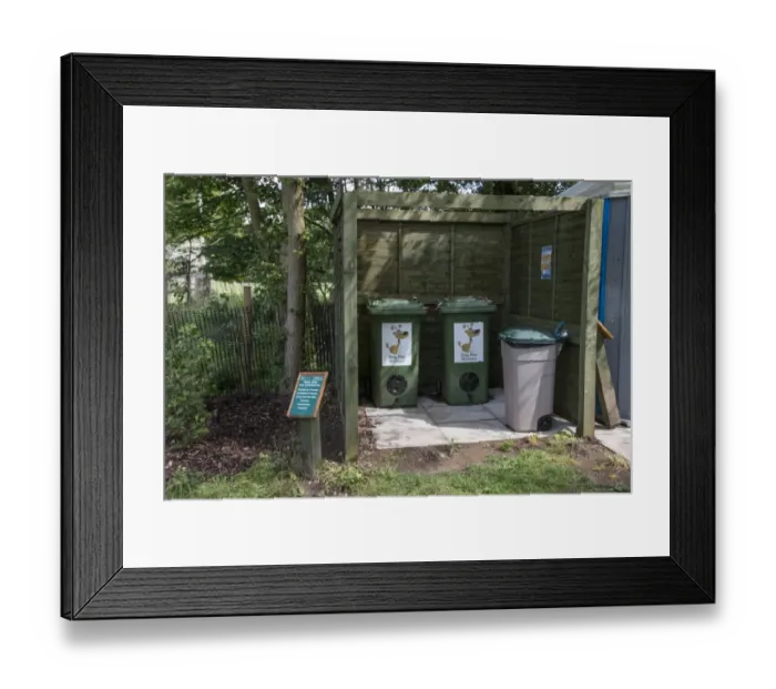 Framed Print : A trial dog poo composter at Lynford Arboretum Norfolk