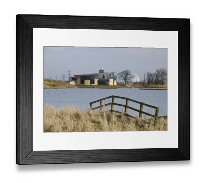 Framed Print : View of wetland habitat and visitor centre, Saltholme RSPB Reserve, Teesside, Cleveland, England, February Framed Print : View of wetland habitat and visitor centre, Saltholme RSPB Reserve, Teesside, Cleveland, England, February