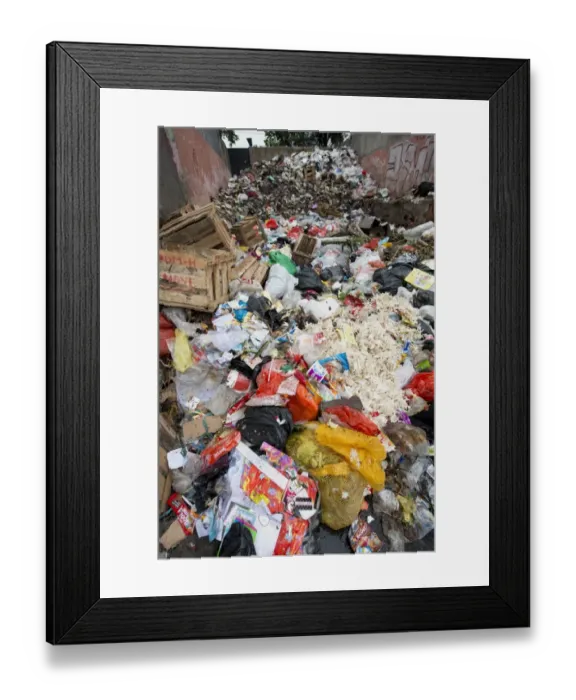 Framed Print : Large pile of rubbish in city, Manggarai District, Jakarta, Java, Indonesia, December Framed Print : Large pile of rubbish in city, Manggarai District, Jakarta, Java, Indonesia, December