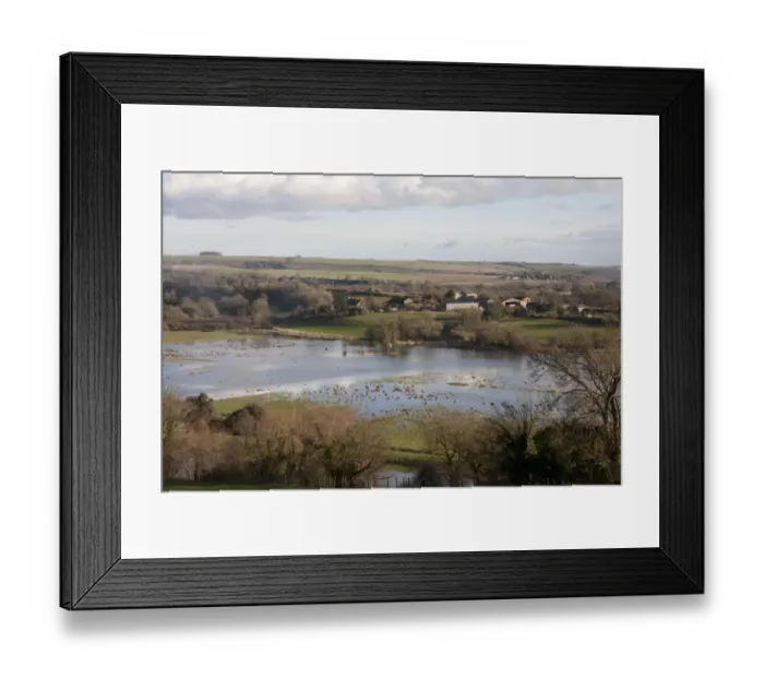 Framed Print : View of flooded fields around river, River Adur, Arun Valley, Amberley, West Sussex, England, February 2014 Framed Print : View of flooded fields around river, River Adur, Arun Valley, Amberley, West Sussex, England, February 2014