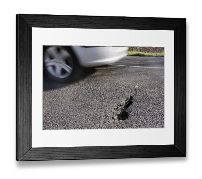 Framed Print : Car avoiding pothole caused by floods, Aldingbourne, near Bognor Regis, West Sussex, England, February 2014 Framed Print : Car avoiding pothole caused by floods, Aldingbourne, near Bognor Regis, West Sussex, England, February 2014
