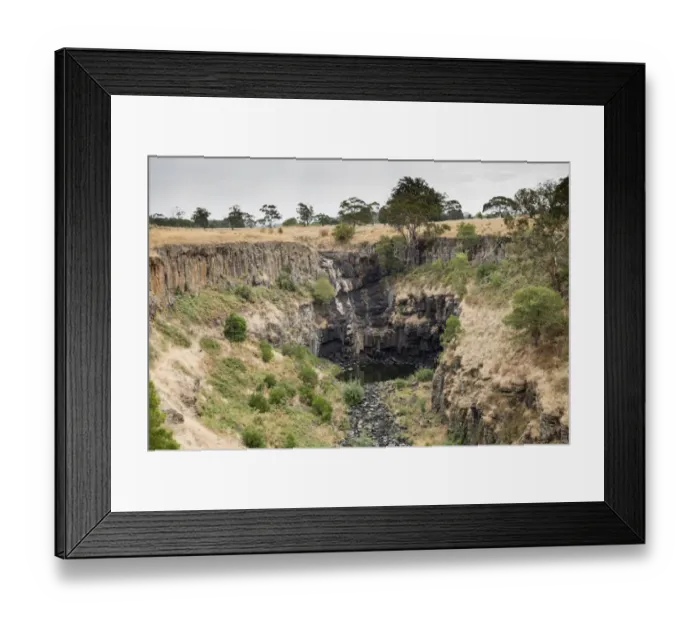 Framed Print : View of waterfall with no water due to drought, Lal Lal Falls, Moorabool River, Lal Lal, Victoria, Australia, February