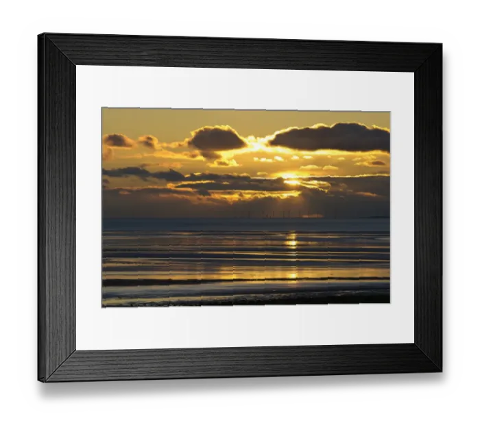 Framed Print : View across bay with offshore windfarm in distance at sunset, Humphrey Head, Morecambe Bay, Cumbria, England, December Framed Print : View across bay with offshore windfarm in distance at sunset, Humphrey Head, Morecambe Bay, Cumbria, England, December