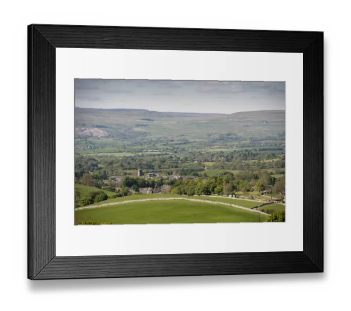 Framed Print : View across town towards farmland and distant moorland, Kirkby Stephen, Eden Valley, Cumbria, England, June Framed Print : View across town towards farmland and distant moorland, Kirkby Stephen, Eden Valley, Cumbria, England, June