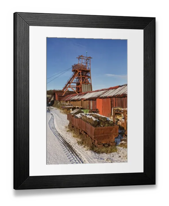 Framed Print : Coal mine industrial heritage museum in snow, Big Pit National Coal Museum, Blaenavon, Torfaen, South South Wales Framed Print : Coal mine industrial heritage museum in snow, Big Pit National Coal Museum, Blaenavon, Torfaen, South South Wales
