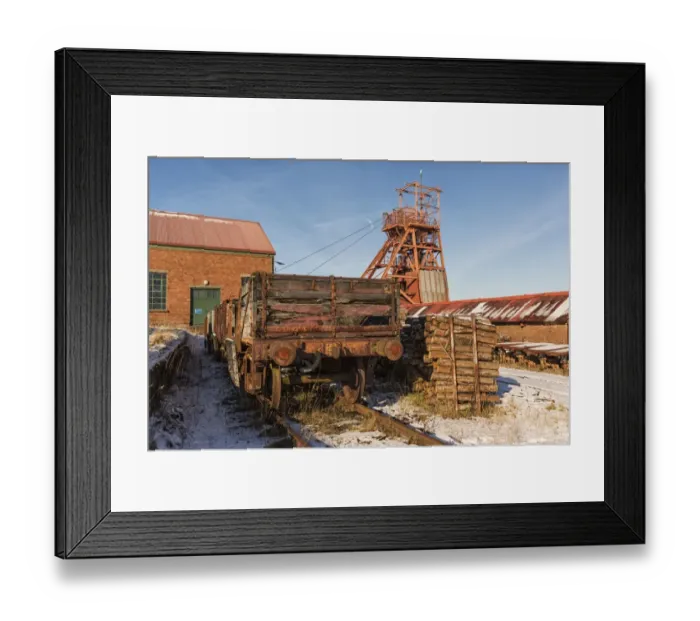 Framed Print : Coal mine industrial heritage museum in snow, Big Pit National Coal Museum, Blaenavon, Torfaen, South South Wales Framed Print : Coal mine industrial heritage museum in snow, Big Pit National Coal Museum, Blaenavon, Torfaen, South South Wales