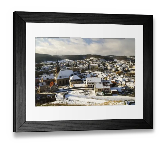 Framed Print : View of town in snow, Bitche, Vosges Regional Natural Park, Lorraine, France, December Framed Print : View of town in snow, Bitche, Vosges Regional Natural Park, Lorraine, France, December