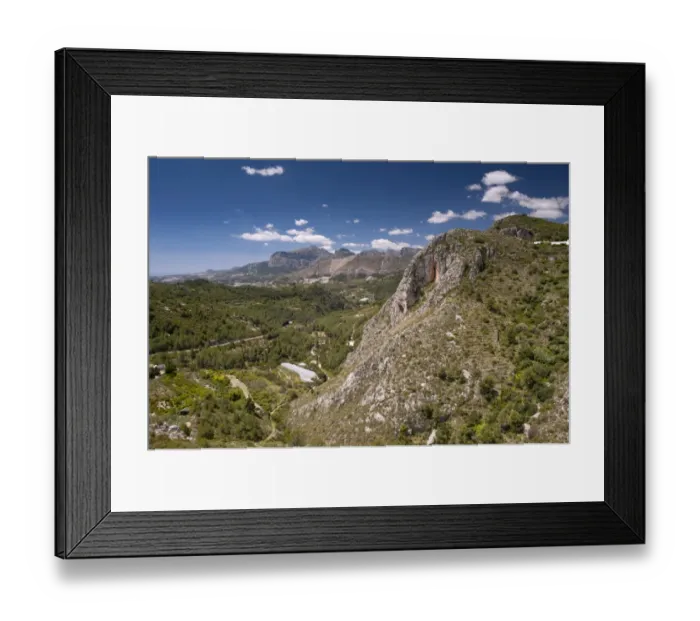 Framed Print : View from mountains over valley, near Benidorm, Marina Baixa, Costa Blanca, Alicante Province, Valencia, Spain, May Framed Print : View from mountains over valley, near Benidorm, Marina Baixa, Costa Blanca, Alicante Province, Valencia, Spain, May