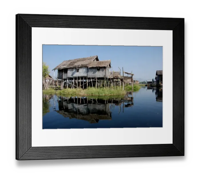Framed Print : Stilted houses on edge of lake, Inle Lake, Shan State, Myanmar, January Framed Print : Stilted houses on edge of lake, Inle Lake, Shan State, Myanmar, January