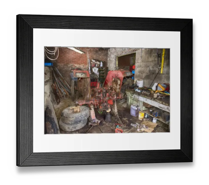 Framed Print : Old International 454 tractor in farm workshop, Sheffield, South Yorkshire, England, March Framed Print : Old International 454 tractor in farm workshop, Sheffield, South Yorkshire, England, March