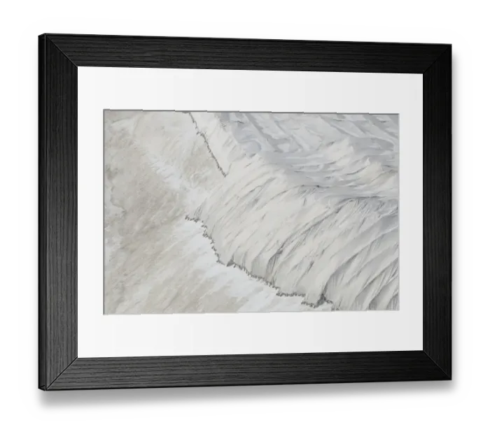 Framed Print : Protective textile covering to delay snow melting on skiing slope, Presena Glacier, Italian Alps, Italy, August