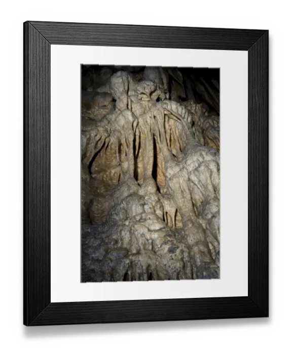 Framed Print : Limestone rock formations in cave, in section of cave not normally accessible to public, Ingleborough Cave Framed Print : Limestone rock formations in cave, in section of cave not normally accessible to public, Ingleborough Cave