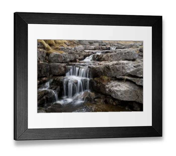 Framed Print : Upland stream cascading over limestone pavement before flowing into chasm, Fell Beck, Gaping Gill, Ingleborough Framed Print : Upland stream cascading over limestone pavement before flowing into chasm, Fell Beck, Gaping Gill, Ingleborough