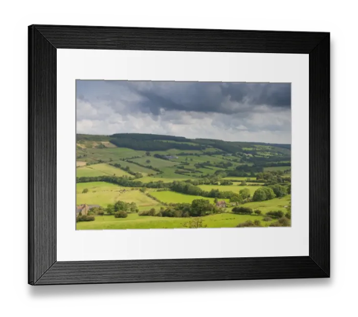 Framed Print : View of farmland with pastures and hedgerows, Farndale Valley, North York Moors N. P. North Yorkshire, England, August Framed Print : View of farmland with pastures and hedgerows, Farndale Valley, North York Moors N. P. North Yorkshire, England, August
