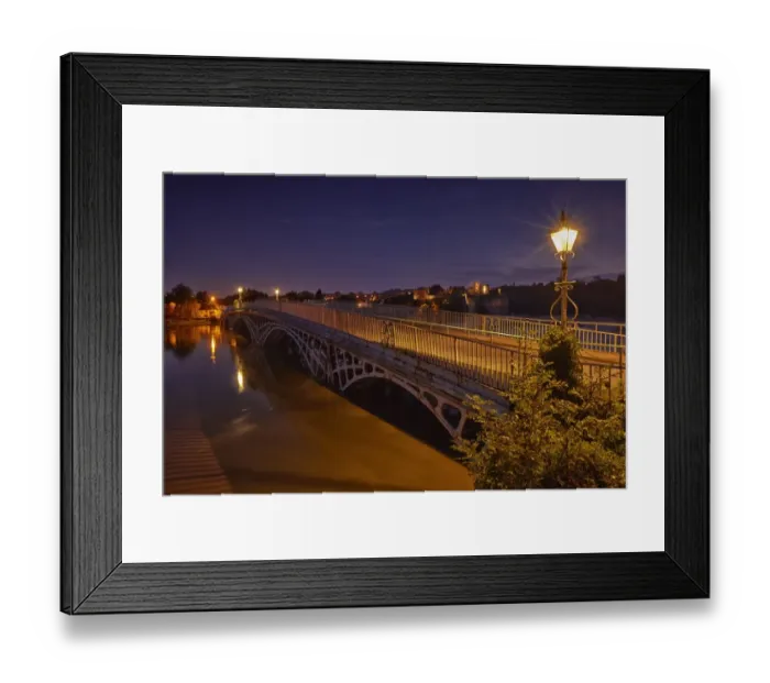 Framed Print : Bridge over river during high tide at twilight, with Chepstow Castle in background, Old Wye Bridge, Chepstow Framed Print : Bridge over river during high tide at twilight, with Chepstow Castle in background, Old Wye Bridge, Chepstow