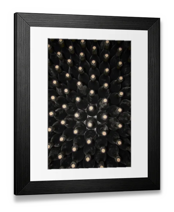 Framed Print : Wine bottles showing the cork