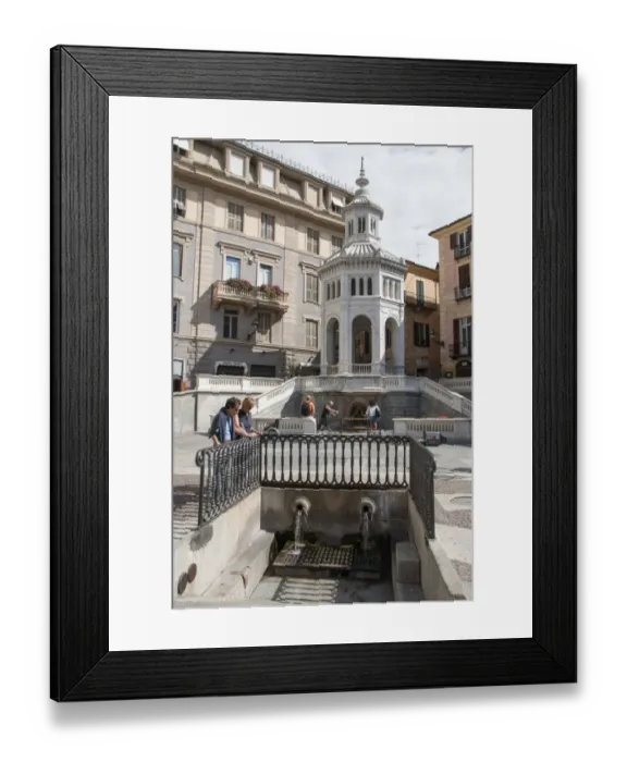 Framed Print : The Hot Sulphur Spring at La Bollente in the centre of Acqui Terme, Piemont Italy