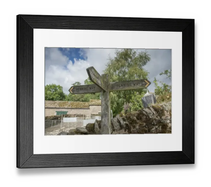 Framed Print : Pennine Way and Public Footpath signs on farm, Edale, Peak District N. P. Derbyshire, England, August Framed Print : Pennine Way and Public Footpath signs on farm, Edale, Peak District N. P. Derbyshire, England, August