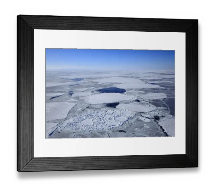 Framed Print : Aerial view of pack ice, Magdalen Islands, Gulf of St. Lawrence, Quebec, Canada, March