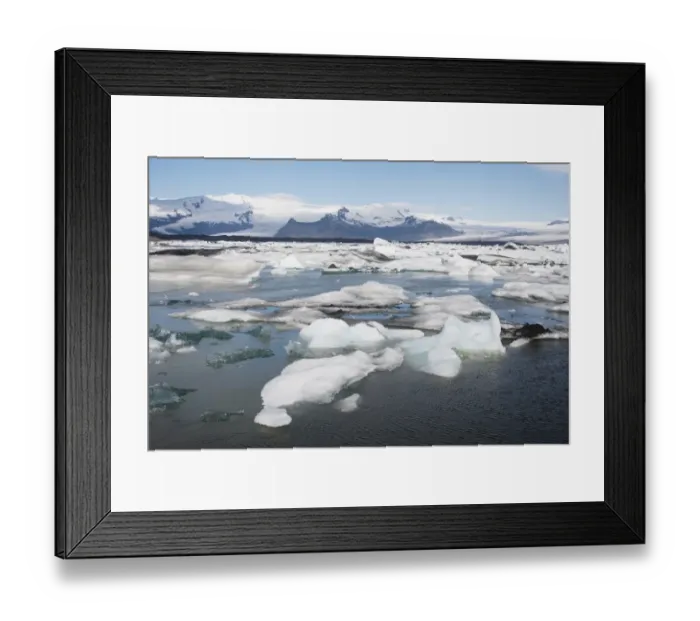 Framed Print : View of glacial icebergs in lake, Jokulsarlon Lagoon, Iceland, June Framed Print : View of glacial icebergs in lake, Jokulsarlon Lagoon, Iceland, June