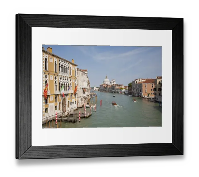 Framed Print : View of canal and Roman Catholic church, looking from Accademia Bridge at San Marco waterfront Framed Print : View of canal and Roman Catholic church, looking from Accademia Bridge at San Marco waterfront