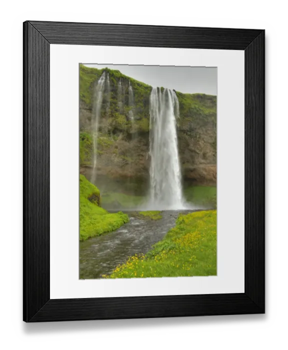 Framed Print : View of river and waterfall, Seljalandsfoss Waterfall, Seljalandsa River, Iceland, June Framed Print : View of river and waterfall, Seljalandsfoss Waterfall, Seljalandsa River, Iceland, June