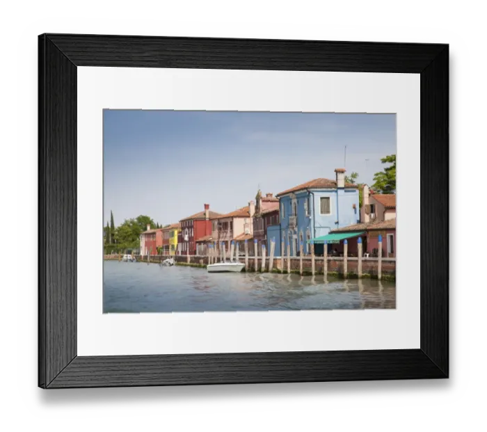 Framed Print : Colourful houses along waterfront, Mazzorbo Island, Venetian Lagoon, Venice, Veneto, Italy, May Framed Print : Colourful houses along waterfront, Mazzorbo Island, Venetian Lagoon, Venice, Veneto, Italy, May
