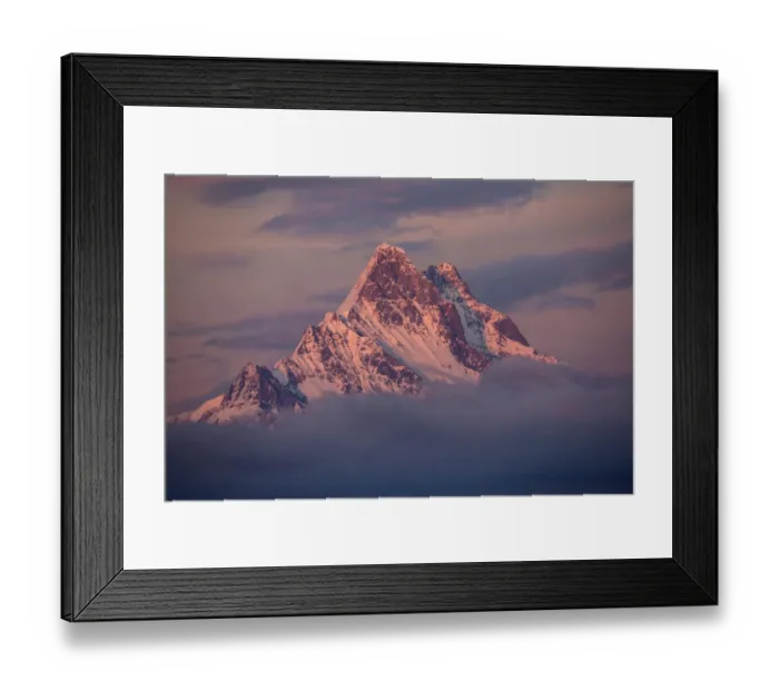 Framed Print : View of snow covered mountain summit amongst clouds at sunset, Schreckhorn, Swiss Alps, Bernese Oberland, Switzerland Framed Print : View of snow covered mountain summit amongst clouds at sunset, Schreckhorn, Swiss Alps, Bernese Oberland, Switzerland