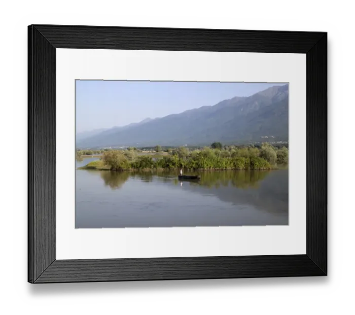Framed Print : Fisherman on Lake kerkini Northern Greece Framed Print : Fisherman on Lake kerkini Northern Greece