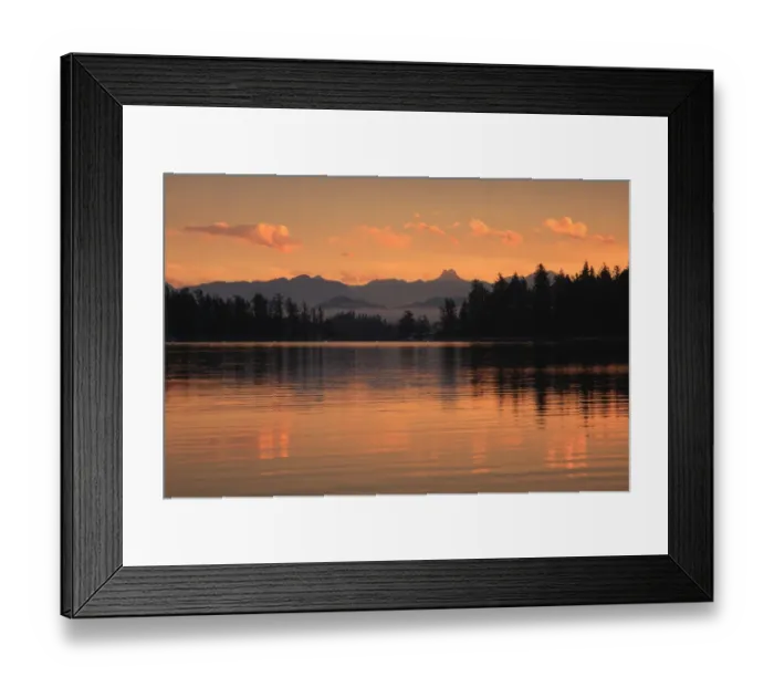 Framed Print : View of coastline at sunset, Rebecca Spit, Quadra Island, Discovery Islands, British Columbia, Canada, September