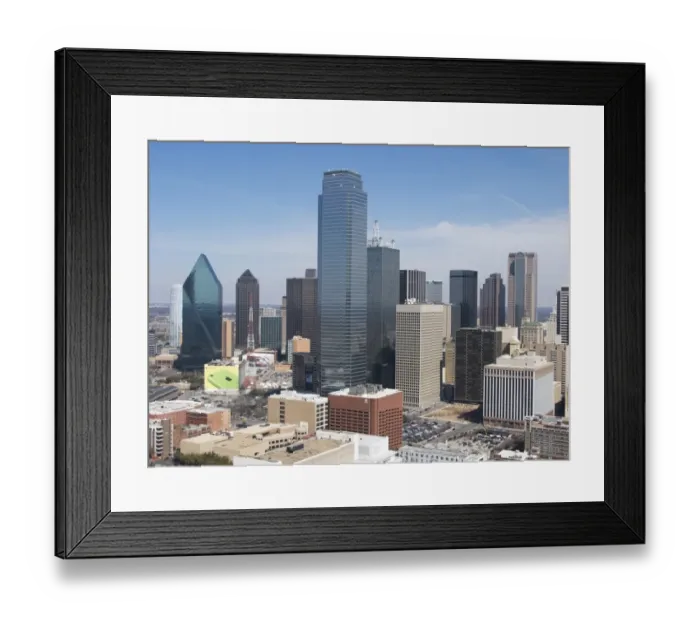 Framed Print : View of city centre with skyscrapers, Texas, U. S. A. March Framed Print : View of city centre with skyscrapers, Texas, U. S. A. March
