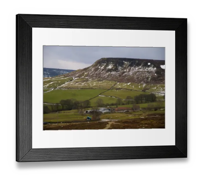Framed Print : View of upland farmland and moorland habitat with patches of snow, Stanch Bullen, Little Fryup Dale Framed Print : View of upland farmland and moorland habitat with patches of snow, Stanch Bullen, Little Fryup Dale