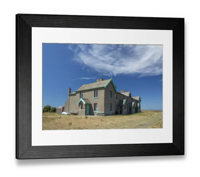 Framed Print : Old pilots cottages near coast, Piel Island, Islands of Furness, Barrow-in-Furness, Cumbria, England, July