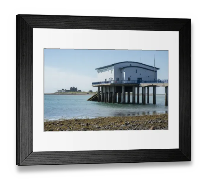 Framed Print : View of RNLI lifeboat station overlooking Piel Channel and Piel Island, Roa Island, Islands of Furness Framed Print : View of RNLI lifeboat station overlooking Piel Channel and Piel Island, Roa Island, Islands of Furness