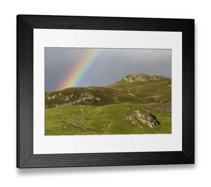 Framed Print : View of rainbow over mountains, near Dornie, Ross and Cromarty, Highlands, Scotland, July