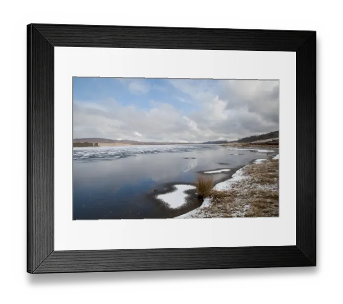 Framed Print : View of frozen freshwater loch with patches of snow, Lochindorb, Strathspey, Morayshire, Highlands, Scotland, March Framed Print : View of frozen freshwater loch with patches of snow, Lochindorb, Strathspey, Morayshire, Highlands, Scotland, March