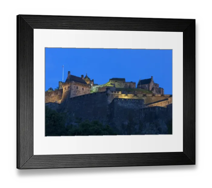 Framed Print : View of castle on volcanic plug illuminated at night, Edinburgh Castle, Edinburgh, Scotland, July Framed Print : View of castle on volcanic plug illuminated at night, Edinburgh Castle, Edinburgh, Scotland, July