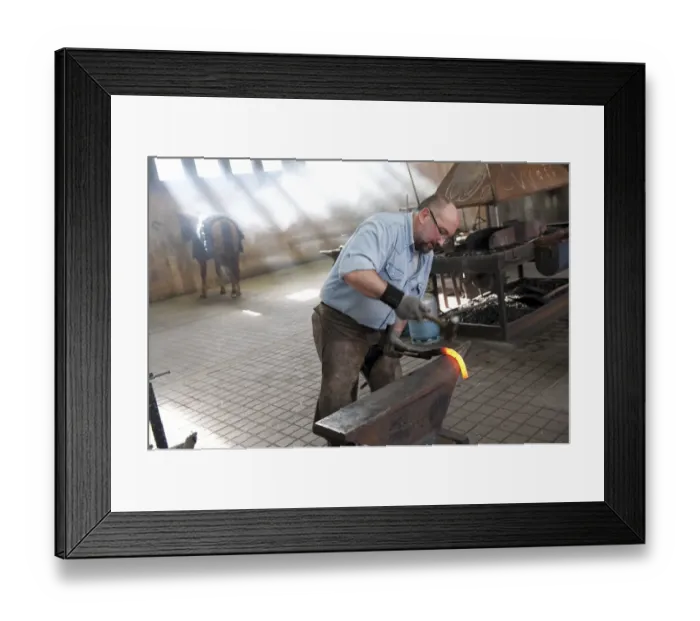 Framed Print : Farrier making horseshoe, Haras du Pin, Normandy, France, March Framed Print : Farrier making horseshoe, Haras du Pin, Normandy, France, March