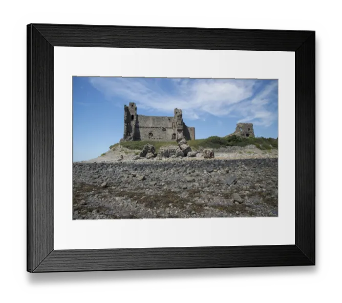 Framed Print : View of rocky beach and ruined castle, Piel Castle, Piel Island, Islands of Furness, Barrow-in-Furness, Cumbria