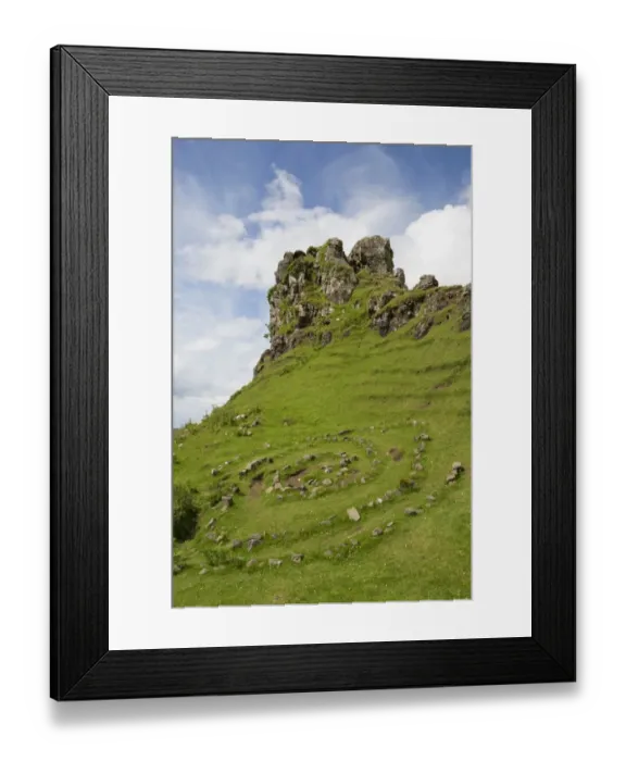 Framed Print : View of stone circle and rock outcrop tower formation, Castle Ewen, Fairy Glen, Trotternish Peninsula, Isle of Skye Framed Print : View of stone circle and rock outcrop tower formation, Castle Ewen, Fairy Glen, Trotternish Peninsula, Isle of Skye