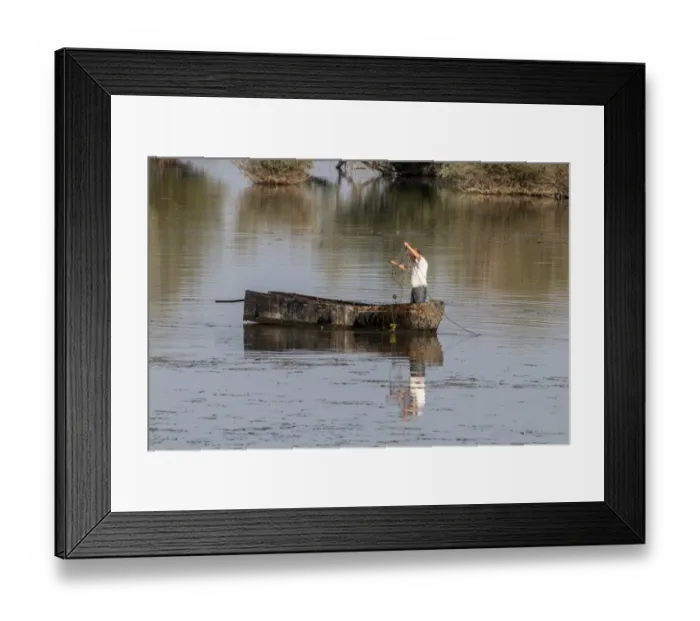 Framed Print : Fisherman on Lake kerkini Northern Greece Framed Print : Fisherman on Lake kerkini Northern Greece