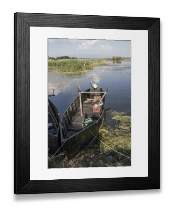 Framed Print : Fishermans boat on the edge of Lake Kerkini. Northern Greece Framed Print : Fishermans boat on the edge of Lake Kerkini. Northern Greece
